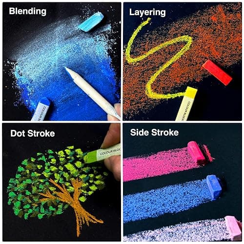COLOUR BLOCK Soft Pastels for Artists - 100 Colors Square Chalk Pastels Set in Wooden Box - Vibrant Pigments Art Kit for Painting, Drawing, Sketching, Hobbyists, Students and Kids. thumbnail 6