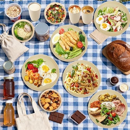 Perlapoc Kitchen Wheat Straw Dinnerware Sets for 4, Unbreakable Kids Dish Set 20 PCS - Dinner Plate/Cereal Bowl/Cup/Fork/Spoon, for Outdoor Camping, RV, Apartment Essentials - Beige thumbnail 8