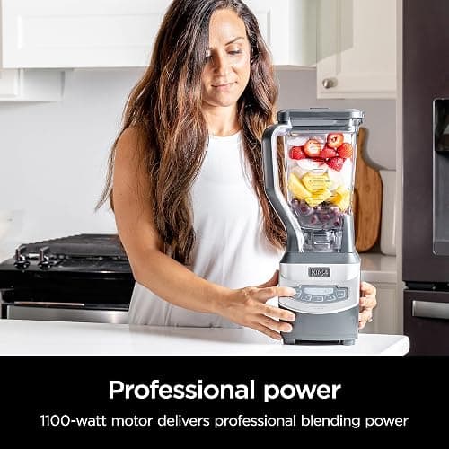 Ninja BL660 Professional Compact Smoothie & Food Processing Blender, 1100-Watts, 3 Functions -for Frozen Drinks, Smoothies, Sauces, & More, 72-oz.* Pitcher, (2) 16-oz. To-Go Cups & Spout Lids, Gray thumbnail 3