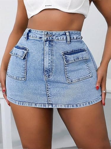 ALLABREVE Plus Size Denim Shorts Womens High Waisted Stretchy Jean Shorts Summer Casual Jorts thumbnail 6