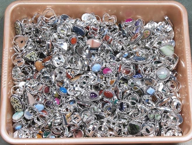 Carats Chunky Silver Rings Pack for Women - 10 Pcs - Stackable Fashion Ring Set, Silver Plated Statement Knuckle Handmade Gemstone Gothic Vintage Rings for Women thumbnail 8