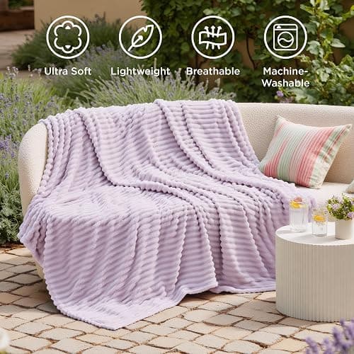 Bedsure Soft Throw Blanket for Couch Decor Gifts Lavender Fog 50"x60" | Birthday Gifts for Women Mom Her, Warm Lightweight Cozy Fluffy Throw Blanket Sofa, Dorm Room Home Decor, Machine Washable thumbnail 6