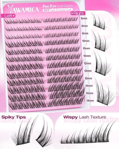 Fox Eye Lash Clusters Natural Wispy Lash Extensions 8–14mm Cluster Lashes Cat Eyelash Clusters LC Curl Individual Lashes for Lifted & Snatched Eyes by Yawamica thumbnail 7