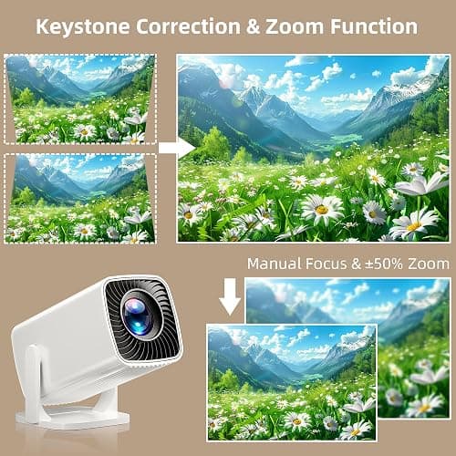 Mini Projector, Portable Projector 4K & Full HD 1080P Support, 270° Rotation Outdoor Projector, Movie Projector Compatible with Smartphone, TV Stick, Laptop, PS4, HDMI, USB thumbnail 4