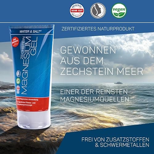 Water & Salt® 150ml Magnesium Gel [DERMATOLOGISCH GETESTET] - Magnesium Salbe hochdosiert - Zertifiziertes & reines Naturprodukt - Magnesium Lotion - für Sport & Muskelentspannung thumbnail 3