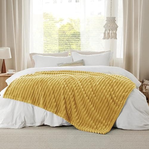 Bedsure Honey Fleece Blanket for Couch - GentleSoft Cozy Soft Blankets for Women, Cute Small Throws for Girls, 50x60 Inches - Honey - Throw (50" x 60") thumbnail 6