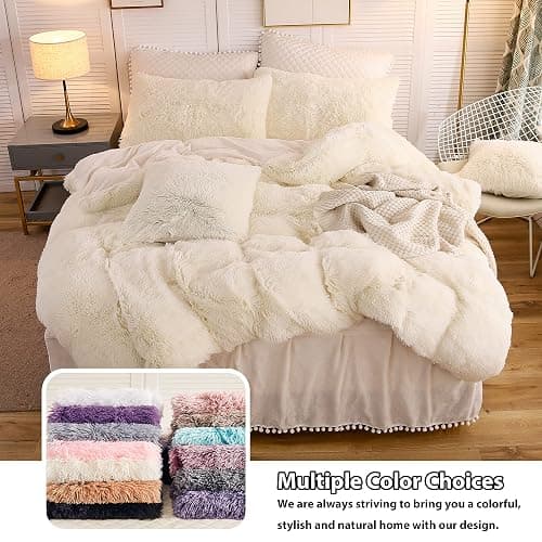 LIFEREVO Fluffy Faux Fur Standard Pillow Cases Set of 2, Beige | Soft Plush Shaggy Bed Pillowcases 20x26 with Hidden Zipper, Washable Decorative Fuzzy Long Pillow Shams for Bed Sofa Office thumbnail 7