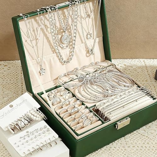 17 MILE 78 Pieces Gold Jewelry Set for Women, 9 Necklace, 24 Bracelet, 22 Earrings, 23 Knuckle Rings Gold Plated Jewerly set for Women Gift thumbnail 8