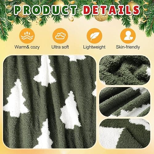 Tingjoo 50 x 60 Inch Christmas Tree Throw Blanket Microfiber Xmas Tree Blanket Cute Soft Cozy Fluffy Christmas Supplies for Living Room Sofa Bed thumbnail 3