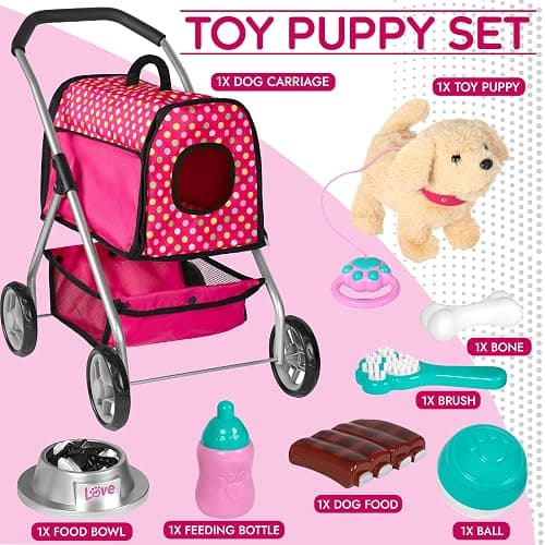 Puppy Doll Stroller – Remote Control Walking & Barking Plush Dog Toy for Kids – Electronic Interactive Puppy with Sounds, Tail Wagging & Music – Pretend Play Pet Toy for Girls & Boys Ages 2–7 thumbnail 8