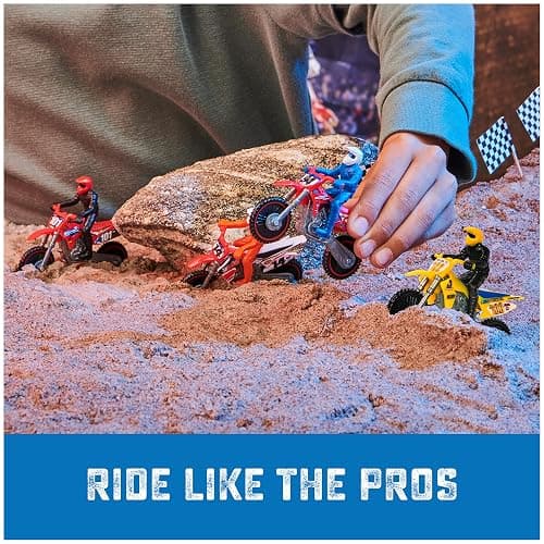 Supercross, Authentic 5-Pack of 1:24 Scale Die-Cast Motorcycles with Rider Figure, Toy Moto Bike for Kids and Collectors Ages 3 and up thumbnail 5