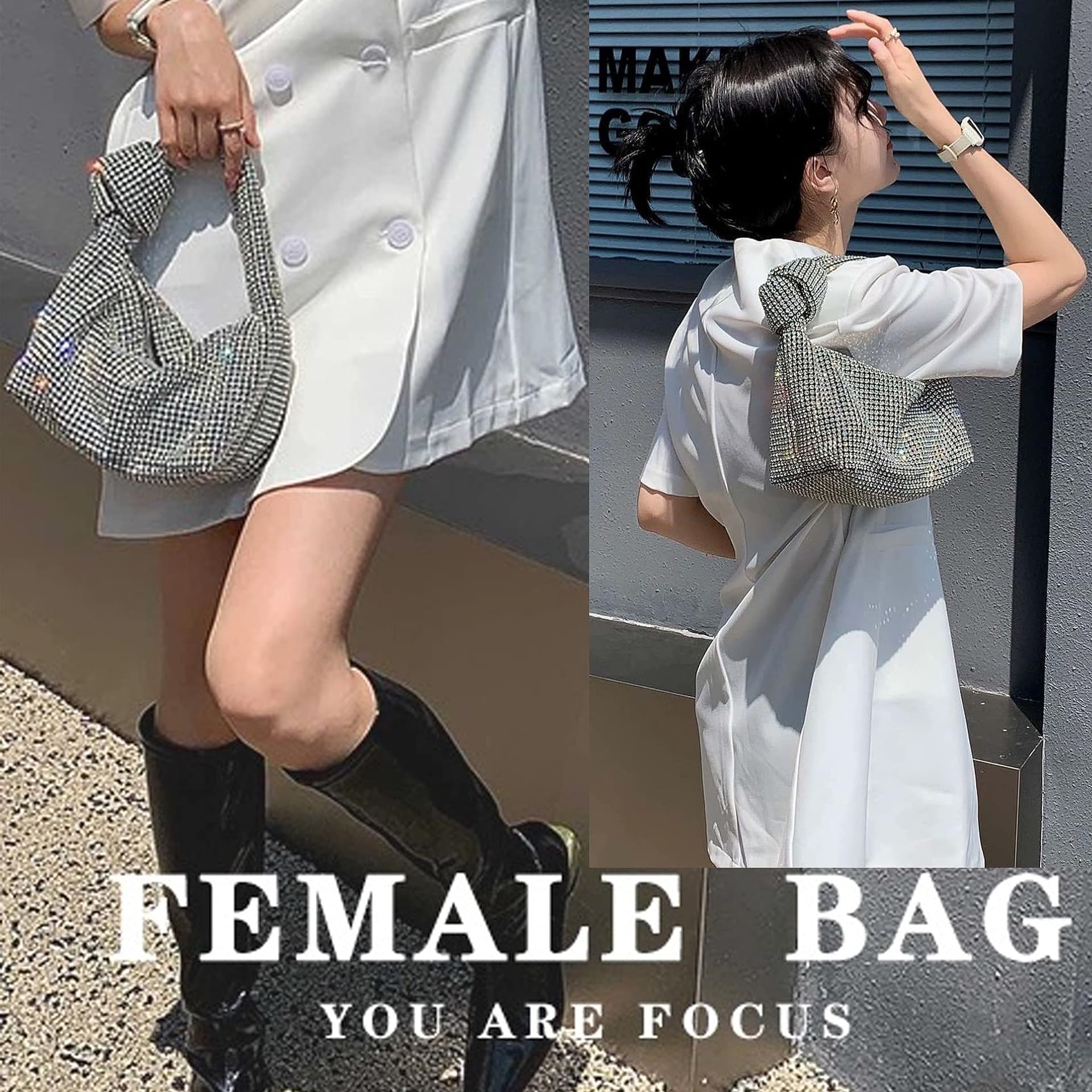 Rhinestone Purses for Women Bling Rhinestone Bag Shiny Silver Purse Evening Bag Sparkly Clutch Purses for Women thumbnail 2