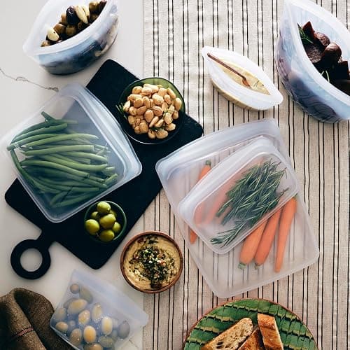 Stasher Premium Silicone Reusable Food Storage Bags, 6-Pack, Clear, Multi-Use Food Storage Bags, Lunch Bag, Travel Containers, BPA Free, Leak-free, Dishwasher-Safe, Eco-friendly thumbnail 2