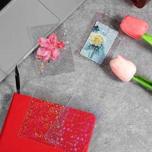 YBEATY 200 Pcs Laser Flashing Holographic Photo Card Sleeves Love Heart-Shape Transparent Waterproof Trading Card Protective Cover for Photo Card(Starry Sky Style) thumbnail 6
