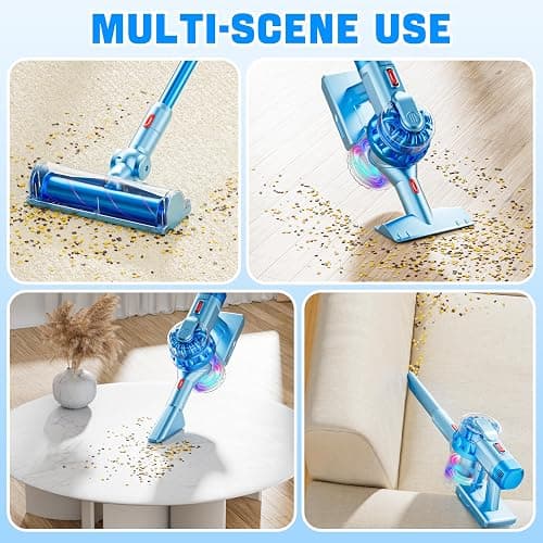 BLAXTEM 4-in-1 Kids Toy Vacuum that Works with Suction, Electric Toy Toddler Vacuum Cleaner for Children Boys & Girls,Toddlers Toys Cleaning Set for Pretend Play (Light Blue) thumbnail 6