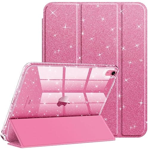 Fintie Slim Case for iPad (A16) 11th Generation 11 Inch (2025), iPad 10th Generation 10.9 Inch (2022) - Glittering Sparkly Shockproof Cover with Shiny Clear Back Shell & Pencil Holder, Pink - Image 1