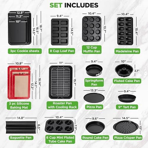 NutriChef 42-Piece Ultimate Nonstick Bakeware Set - Carbon Steel Baking Pans, Everyday Baking Tools, Oven Mitts, & More - Ideal for Baking Delicious Savory & Sweet Treats - Complete Set for Bakers thumbnail 3