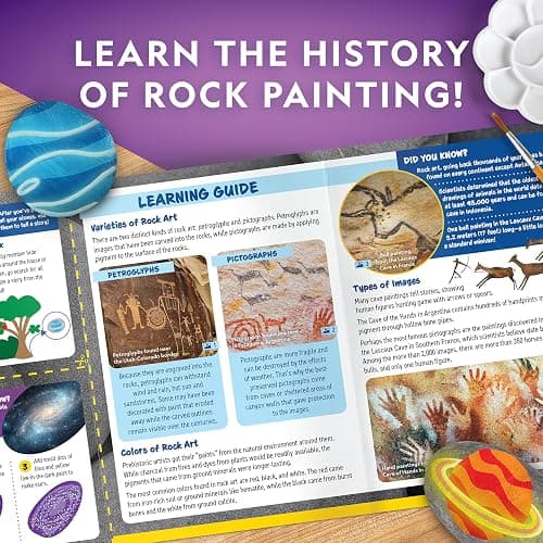 NATIONAL GEOGRAPHIC Glow in the Dark Rock Painting Kit - Arts & Crafts Kit for Kids, Decorate 15 River Rocks with 15 Paint Colors & More Art Supplies, Kids Craft, Art Kit, Kid Activity Kit thumbnail 7