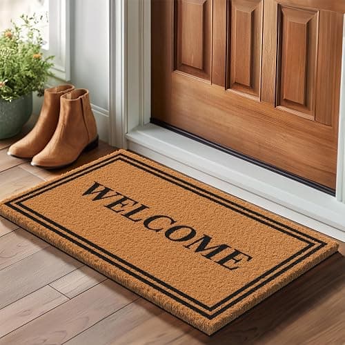 Barnyard Designs Natural Coco Coir Heavy Duty Backing Doormat - Large Cute Non-Slip Front Door Welcome Mat for Outside Entrance or Porch Entry, Brown (43 x 76cm, Welcome) thumbnail 2
