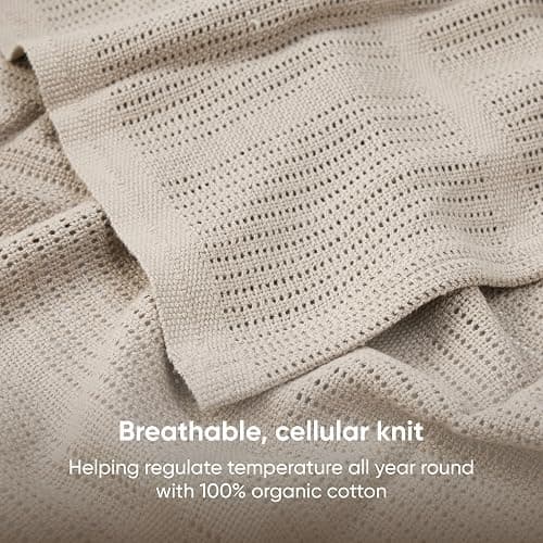 Bloomsbury Mill - Cellular Blankets Baby - 100% Organic Cotton - 2 Pack - Truffle - Taupe/Light Brown - Newborn Essentials - Soft Breathable Baby Blankets for Pram, Cot, Moses Basket - 75x95cm thumbnail 5