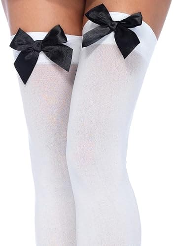 Leg Avenue womens Satin Bow Accent Thigh Highs thumbnail 3