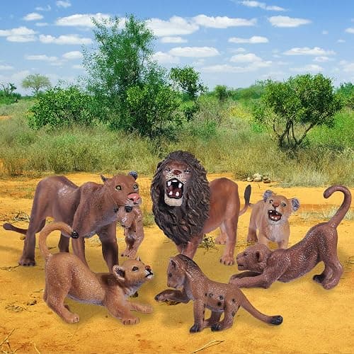 JOKFEICE Lion Toy Figures – 6pcs Realistic Plastic Lions – Wild Animal Action Models for Kids – Educational Forest & Farm Toys, Cupcake Toppers, Birthday Gift for Boys and Girls thumbnail 6