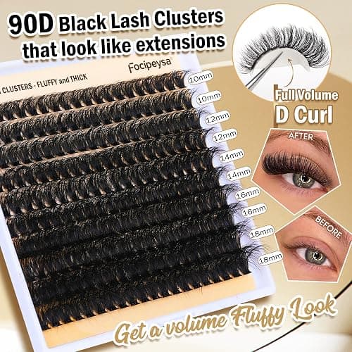 DIY Lash Clusters Full Volume Eyelash Extension 10-18MIX D Curly Individual Lash Clusters 90D Individual Lashes Extensions Clusters Lashes DIY Lash for Beginners by Focipeysa thumbnail 2
