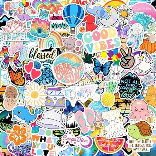 120 Pcs Preppy Stickers, Summer Stickers for Water Bottles Girls, Laptop Accessory Waterproof, Cute Decals for Phone Waterbottle MacBook Cup, Summer Themed Stickers for Teens - Image 1