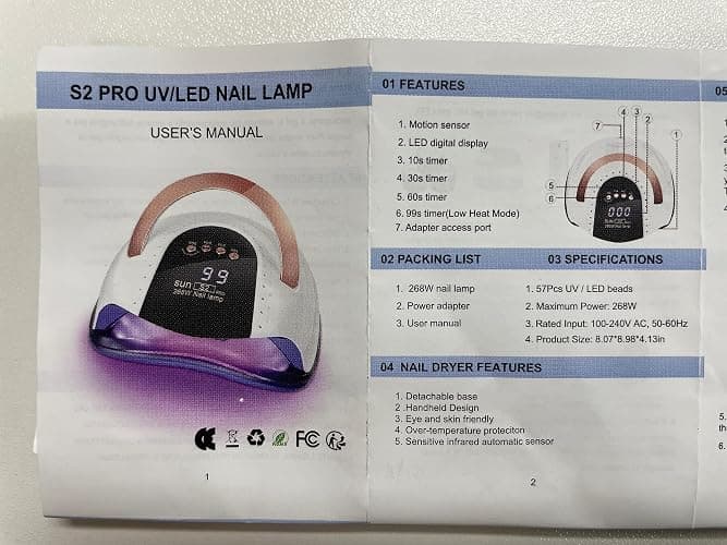 LKE UV Nail Lamp 268W Gel Nail Lamp Nail Dryer UV Lamps for Gel Nails, Professional LED Nail Lamp with Automatic Sensor / 4 Timer Setting, Portable UV/LED Light Home and Salon thumbnail 13