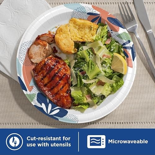 Dixie Large Paper Plates, 10 Inch, 150 Count, 2X Stronger*, Microwave-Safe, Soak-Proof, Cut Resistant, Disposable Plates For Everyday Breakfast, Lunch, & Dinner Meals thumbnail 5