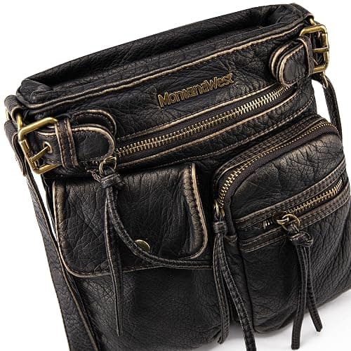 Montana West Crossbody Bag for Women Multi Pocket Shoulder Medium Travel Purses Ultra Soft Washed Leather thumbnail 5