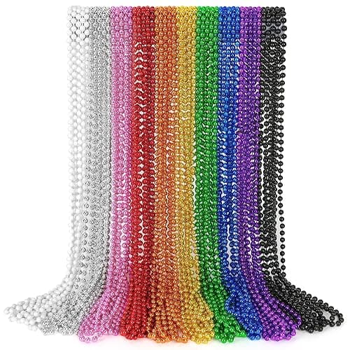 30PCS Mardi Gras Beads, Metallic 10 Kinds Beaded Necklace Party Favors, 33" Colorful Mardi Gras Necklace Bulk Stuff, Festival Parade Throw Accessories for Wedding Birthday Celebrations Decorations - Image 1