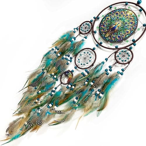 Large Dream Catchers,Dream Catchers for Adults,Dream Catcher Wall Hangings,Peacock Suncatcher,Stained Ornament,Gifts for Women,Lovers,Couple,Friend,Bestie thumbnail 6