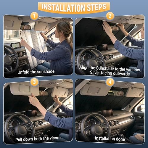 EcoNour Accordion Foldable Windshield Sun Shade Fit for Mazda CX_5 2017-2024 2025 2026 Sunshade, Front Car Window Shades Sun Visor, Blocks UV Rays & Heat, Car Accessories thumbnail 4