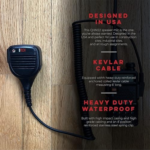 BTECH QHM22 Weatherproof Heavy Duty IP54 Speaker Mic, Premium Commercial Grade Shoulder Mic for BAOFENG (UV-5R BF-F8HP), pxton, Retevis, Kenwood K1 Radios thumbnail 2