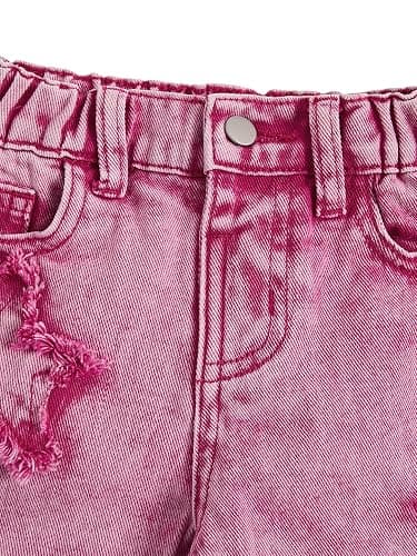 WDIRARA Toddler Girl's Star Print High Waisted Jeans Denim Pants with Pockets thumbnail 5