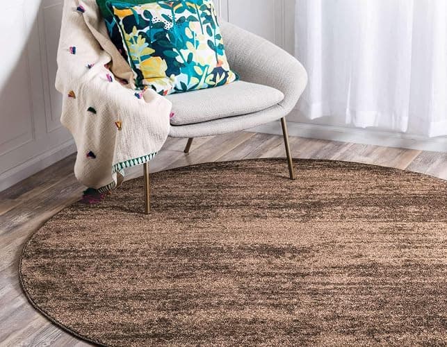 Unique Loom Del Mar Collection Area Rug - Lucille (6' 1" Round, Brown/ Ivory) thumbnail 4