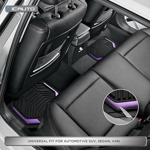 PIC AUTO Heavy Duty Rubber Floor Mats, Purple Aluminum Film Car Mats Set, Front and Rear Car Mats with Anti-Slip Backing, All Weather Protection, Trim-to-Fit for Automotive SUV, Sedan, Van thumbnail 4