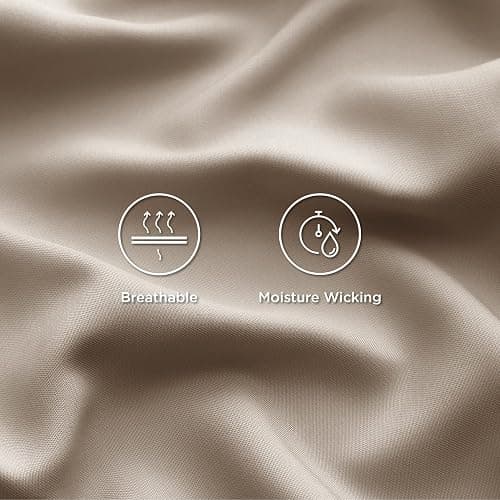 Bedsure King Size Sheets Set, Cooling Sheets for Hot Sleepers, Rayon Derived from Bamboo, Breathable & Soft, Deep Pocket Up to 16 Inches, Hotel Luxury Silky Bedding, Simply Taupe thumbnail 4