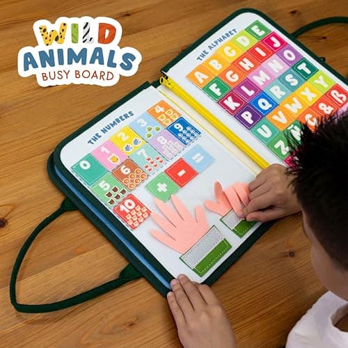 BONNYCO Busy Board for 1 Year Old Animals. Montessori Busy Book for Toddlers 1-3 2-4, Felt Quiet Book Baby. Montessori Toys, Toddler Learning Toys for Travel, Airplane, Car. Educational Activity Board thumbnail 9
