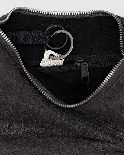 BAGGU Medium Denim Crescent Bag - Washed Black Denim thumbnail 2
