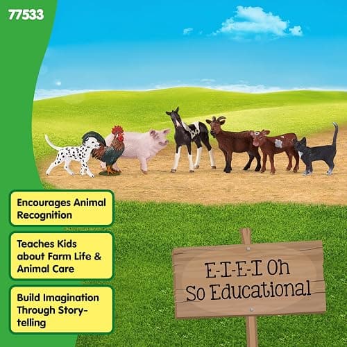 Schleich Farm World - 7 PC Farm Animal Playset with Dog, Cat, Pig, Goat, Rooster, Baby Horse and Cow Toys - Realistic Barnyard Figurines - Fun Educational Figures For Kids and Toddlers Ages 3+ | 77533 thumbnail 7