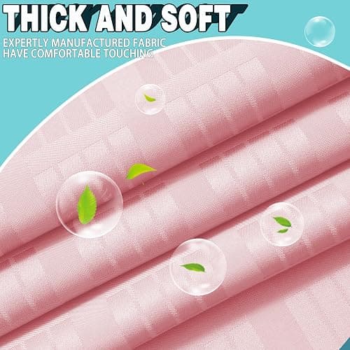 Conbo Mio Extra Long No Hook Shower Curtain with Snap in Liner Set, Hotel Luxury Pink Shower Curtains for Bathroom with See Through Top Window, Waterproof, Washable 71W x 84H thumbnail 6