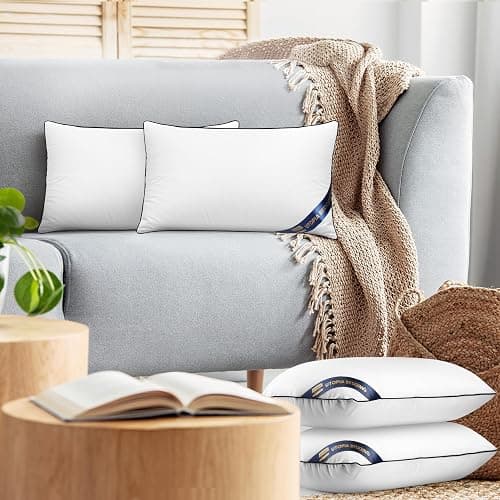 Bedding Throw Pillow Inserts (Pack of 4, White), 12 x 20 Inches Decorative Indoor Pillows for Sofa, Bed, Couch, Cushion Sham Stuffer thumbnail 7