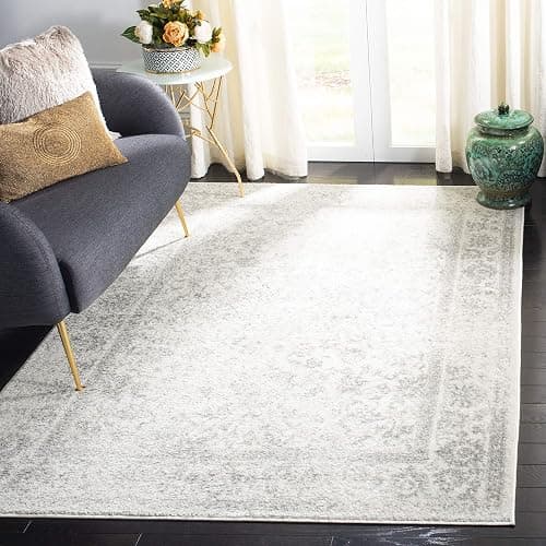 SAFAVIEH Distressed Teppich für Wohnzimmer, Esszimmer, Schlafzimmer - Adirondack Collection, Kurzer Flor, Elfenbein und Silber, 155 X 229 cm thumbnail 2