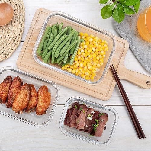 C CREST [10 Pack] Glass Meal Prep Containers, Food Storage Containers with Lids Airtight, Glass Lunch Boxes, Microwave, Oven, Freezer and Dishwasher Safe thumbnail 9