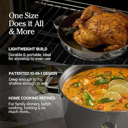 Our Place Titanium Pro Cookware Duo – Always Pan & Perfect Pot with Nonstick No-Coating Technology | Tri-Ply Titanium & Stainless Steel | Safe for Oven, Induction & All Cooktops up to 1000°F | Chrome thumbnail 6