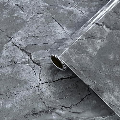 HOLOMEY Gray Marble Contact Paper for Countertops Waterproof Marble Peel and Stick Wallpaper Removable Self-Adhesive Granite Vinyl Wrap Roll for Kitchen Bathroom Sink Table Darwer Locker 16x118 inch thumbnail 3