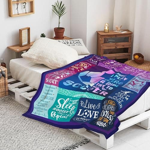 Soccer Blanket Gifts for Girls Ultra Soft Flannel Soccer Throw Blanket for Soccers Lover Player Team Soccers Gifts Stuff 50"x40" thumbnail 6