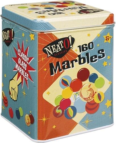 Neato! Classics 160 Marbles In A Tin Box by Toysmith - Retro Nostalgia Glass Shooter, Marble Games Are Timeless Play For Kids - Boys & Girls - Image 1